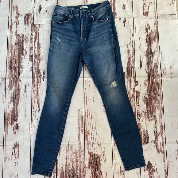 Good American Good Waist distressed skinny jean size 10/30 - Picture 2 of 5